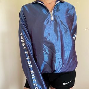 Blue metallic half zip windbreaker from forever 21